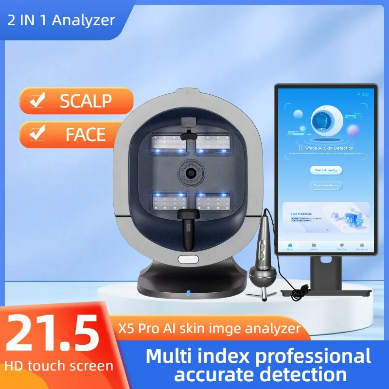 

3D HD Magic Mirror Intelligent Mirror Wood Lamp Facial Scanner X5 UV Skin Analyzer Multi Spectral Imaging Technology Machine