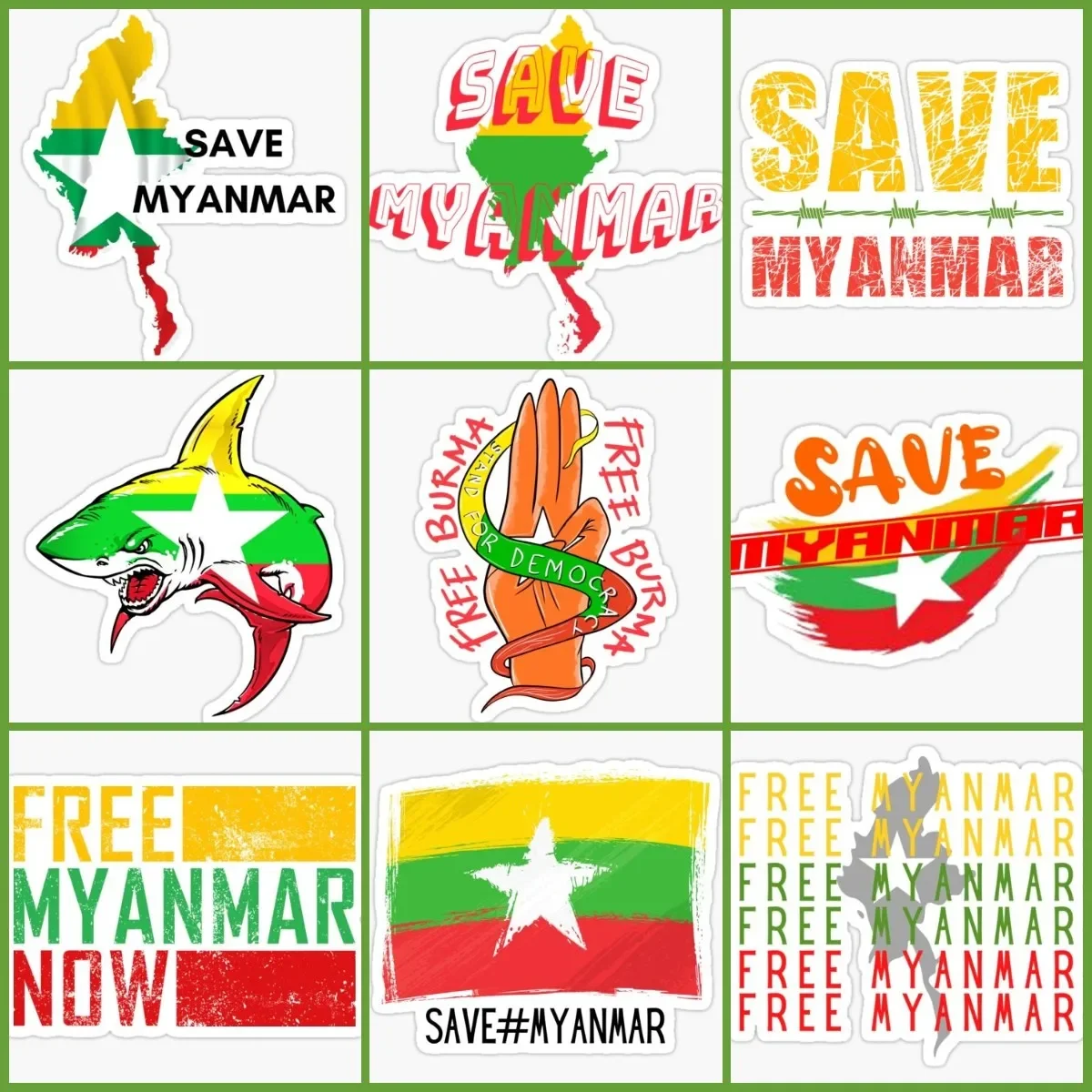

MM Myanmar Burmese Flag Freedom Gesture Sticker Window Glass Van Bicycle Laptop Room Moto Truck Car Wall Helmet Decal PVC