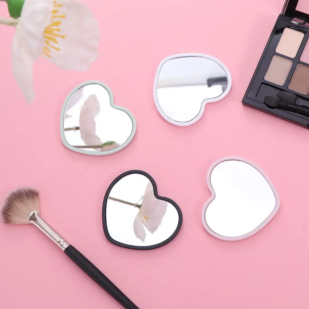 Portable Single-sided Heart-shaped Mirror Handheld Little Handheld Mirror High-definition Beauty Make-up Mirror Girls