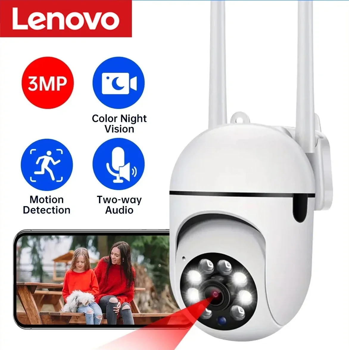 Lenovo A7 Security Camera 1080P WIFI Camera Outdoor PTZ Speed Wireless Camera Auto Track Night Vision Network Surveillance CAM