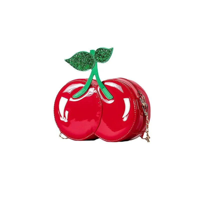 

Creative Cherry Shape Women's Shoulder Messenger Bag with Chain Cute Personalized Special-Shaped Bag for Ladies