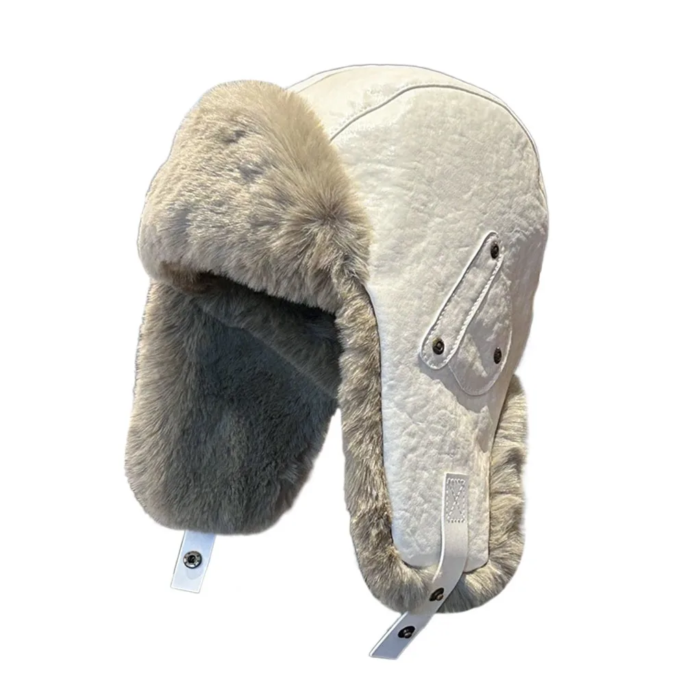 

Fashion Faux Fur Winter Cap Thick Warm Bomber Hat Windproof Soft Leather Ski Russian Cap for Men Women