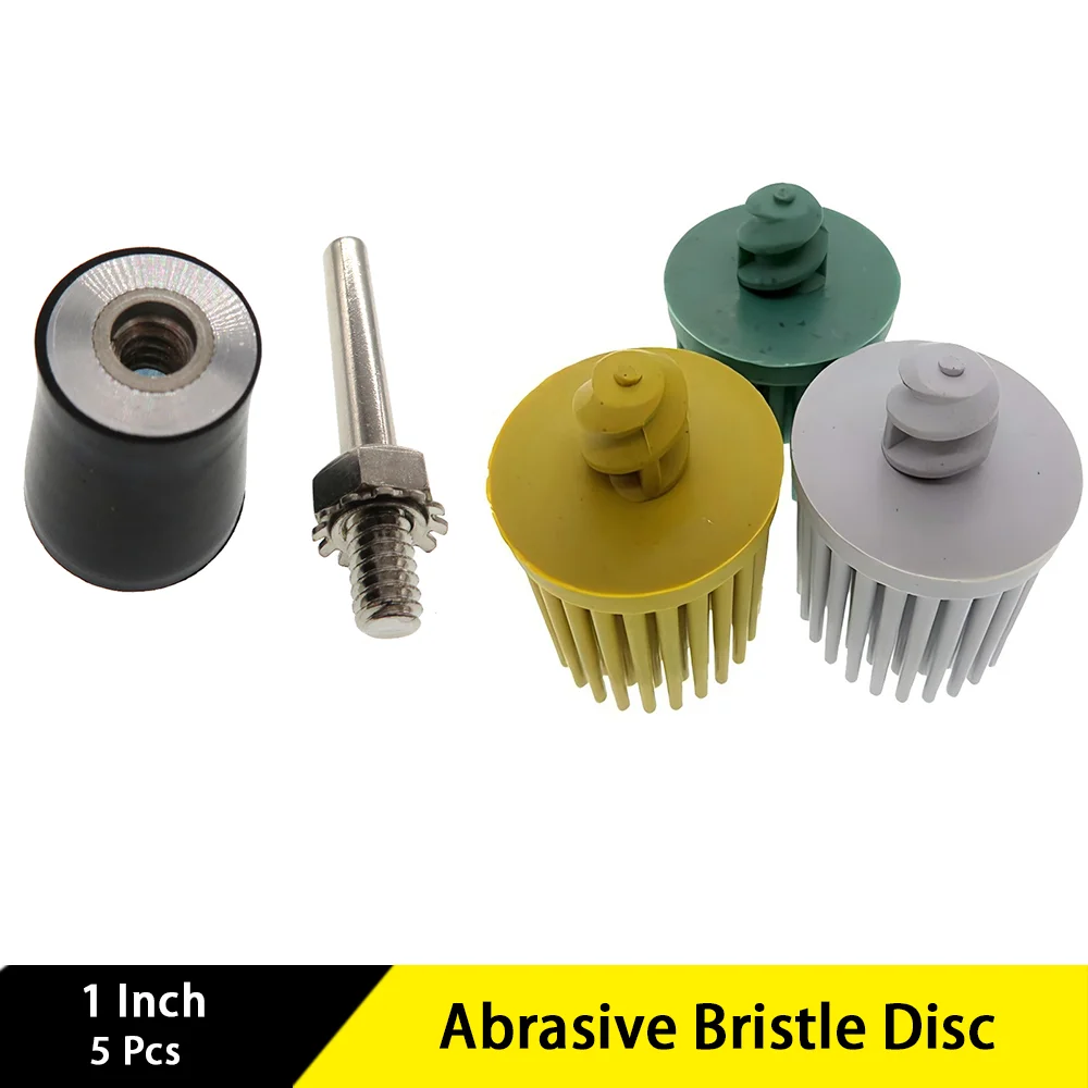 

Abrasive Bristle Disc 1 Inch 25mm 5 Pcs with Backer Holder 1/4 Inch Shank for Metal Deburring Polishing Cleaning Rust Removal