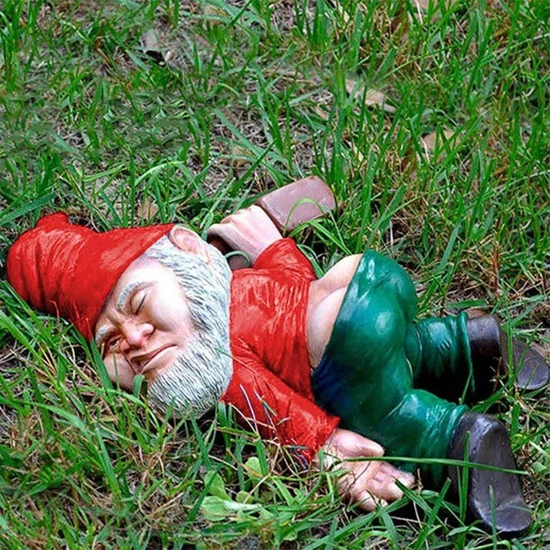 Creative Dwarf Drunk Garden Gnome Patio Ornament Funny Rude Drunken Disorderly Statue Figurine Garden Accessories Decoration