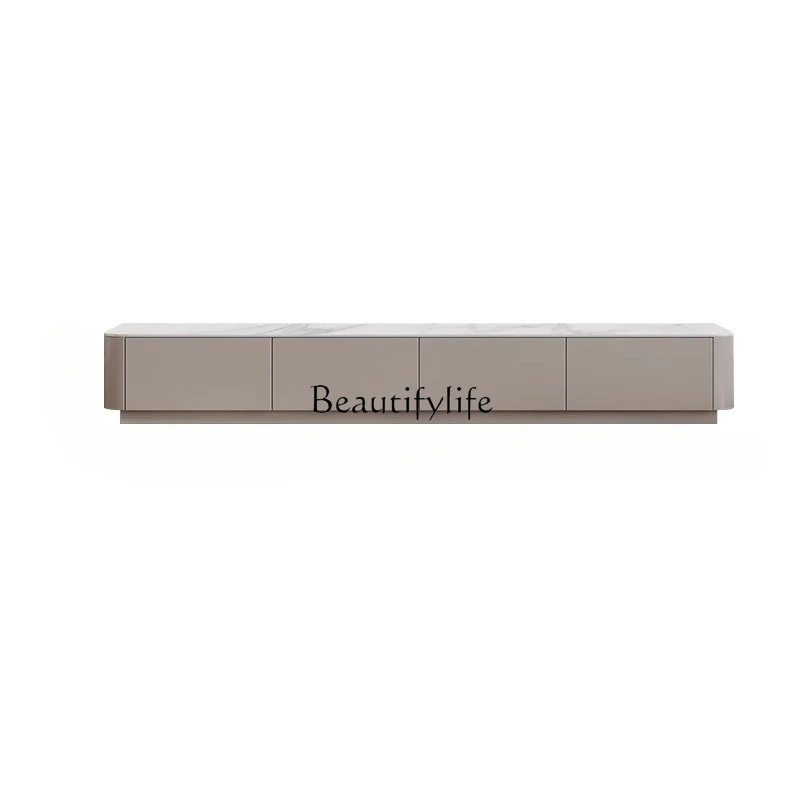 Italian rock slab TV cabinet, modern simple small apartment in the living room, new floor-to-ceiling TV cabinet