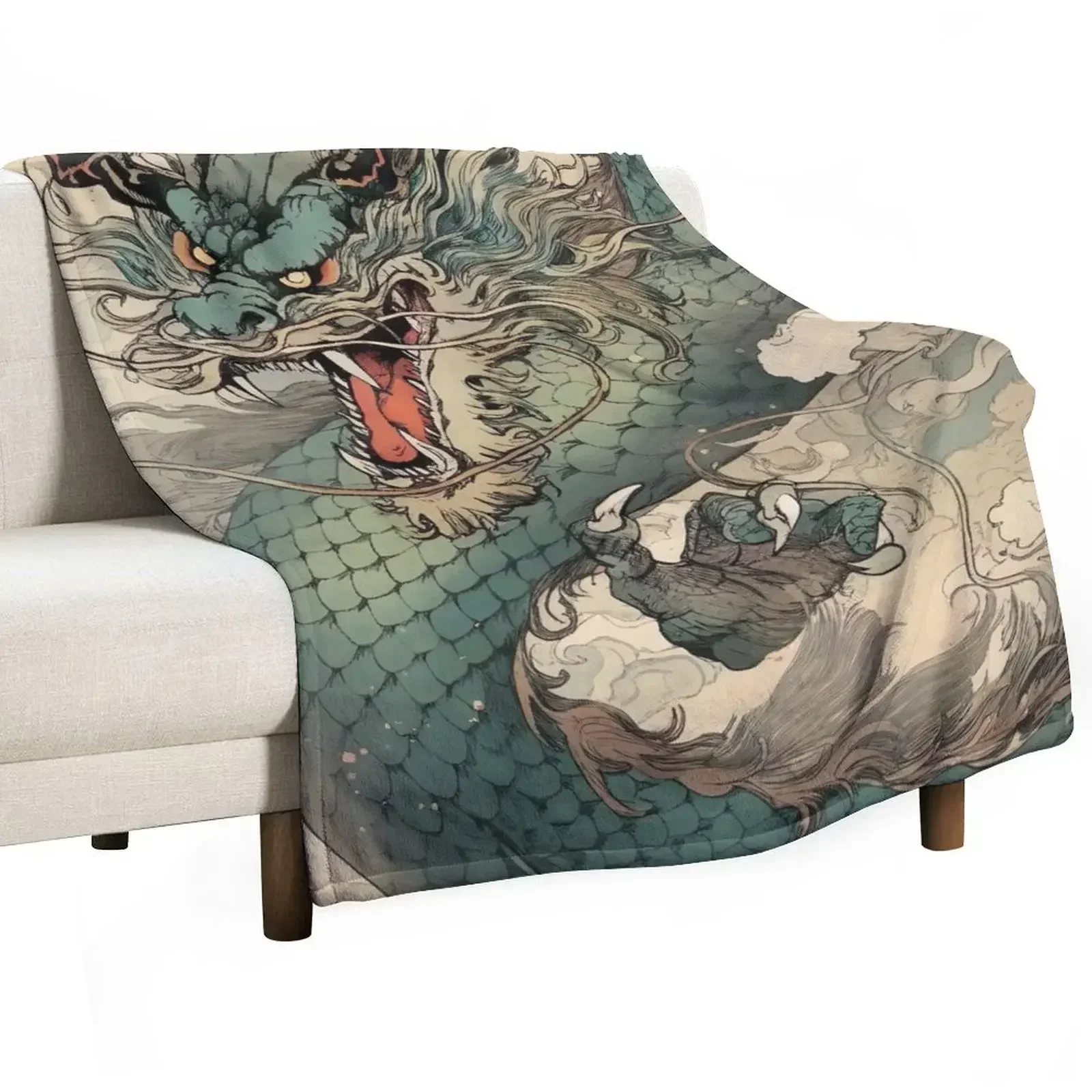 

Fierce Blue Dragon Throw Blanket Furrys Extra Large Throw funny gift Nap Blankets