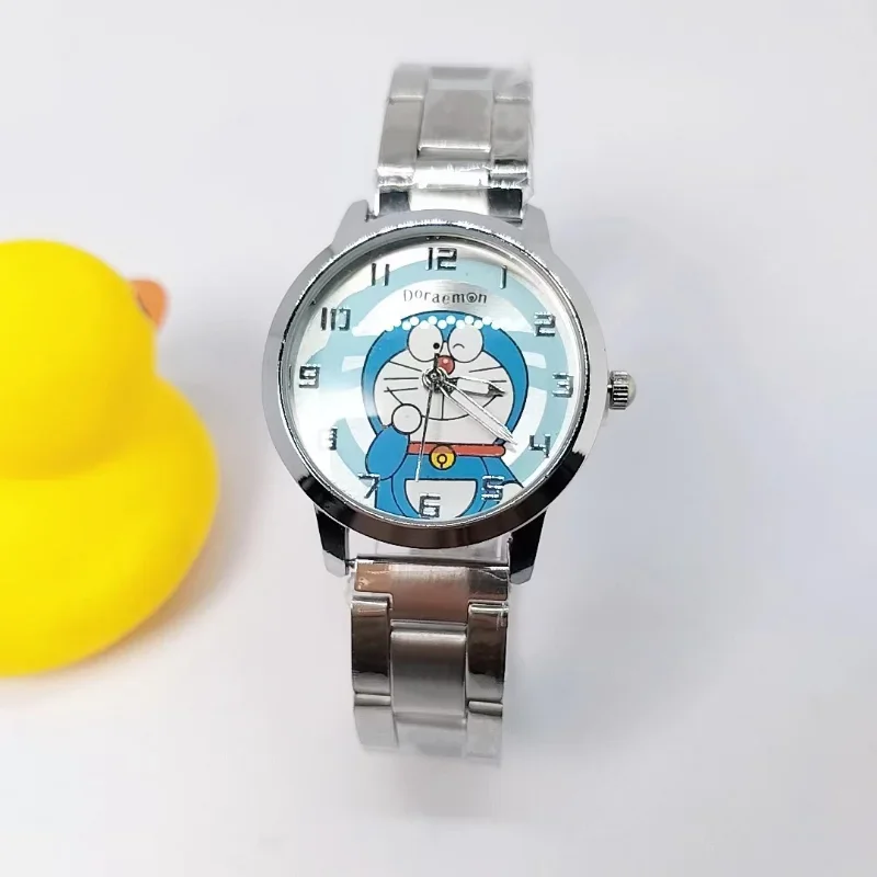 Anime Doraemon Gold Silver Watch Children\'s Boys Girls Watches Steel Students Adult Cartoon Quartz Watch Toys Kids Birthday Gift