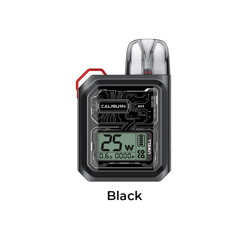 Uwell caliburn ดั้งเดิม GK3ฝักบุหรี่ไฟฟ้า25วัตต์พร้อมแบตเตอรี่900มิลลิแอมป์ต่อชั่วโมง2.5ตลับ G3 caliburn