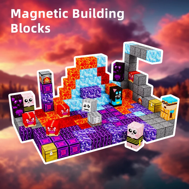 Conjunto de blocos de construção magnéticos com tema vulcânico - 100pcs/200pcs brinquedo educativo para crianças kit de construção criativa