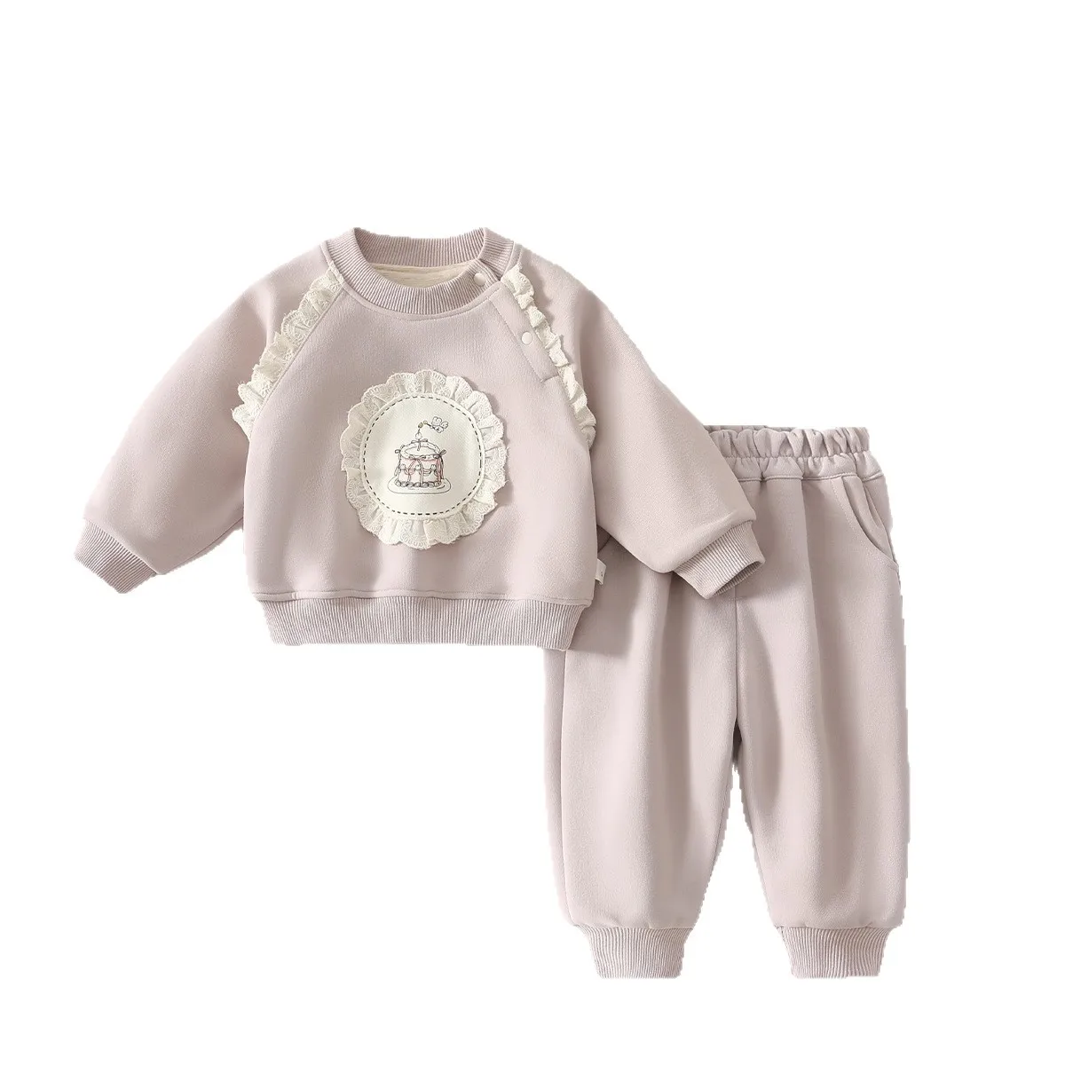 

Одежда для девочек 0-3 лет: теплый утепленный комплект-свитер (пуловер) для малышей, детская одежда Anyang