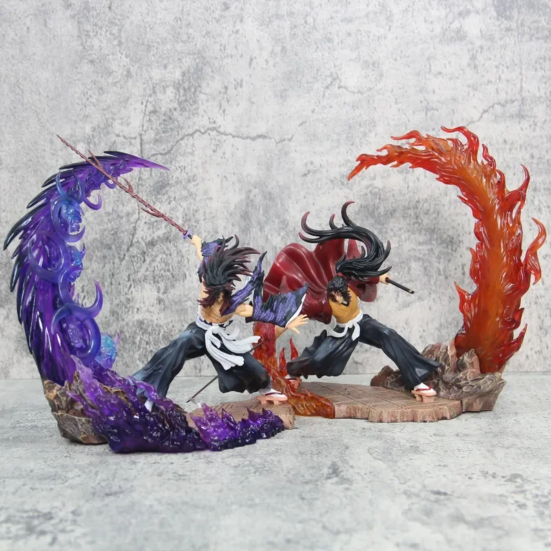 Figurka anime Demon Slayer 23 cm Kokushibou kontra Tsugikuni Yoriichi, model kolekcjonerski z PVC, statuetka, ozdoba, zabawka, prezent