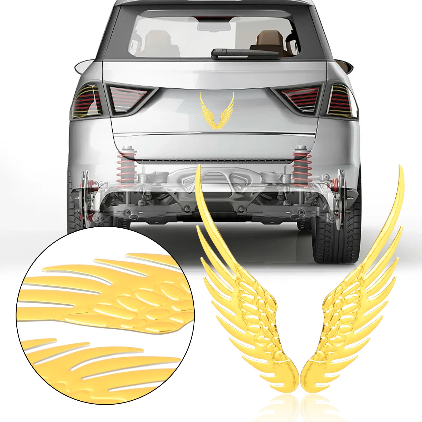 Creative 3D PVC Wing Scratch Sticker for Car and Motorcycle DIY Application Pair Compatible with Multiple Vehicle Models
