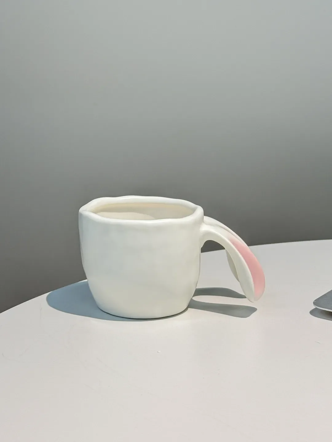 Cute 3D Rabbit Ear Ceramic Cup, Irregular Wave Rabbit Handle Coffee Teacup, Creative Tableware Girl Birthday Gift