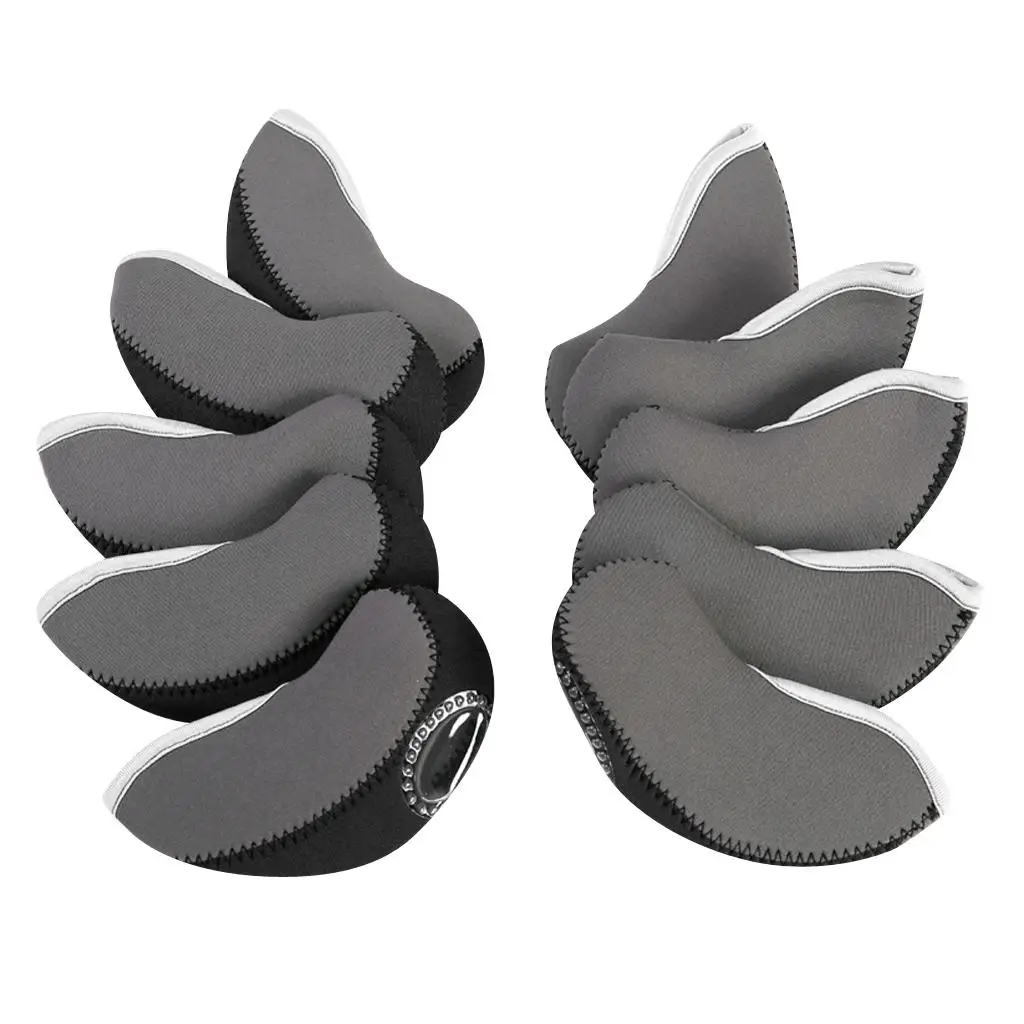 Neoprene Golf Iron Club Head Covers - Transparent Window , Black