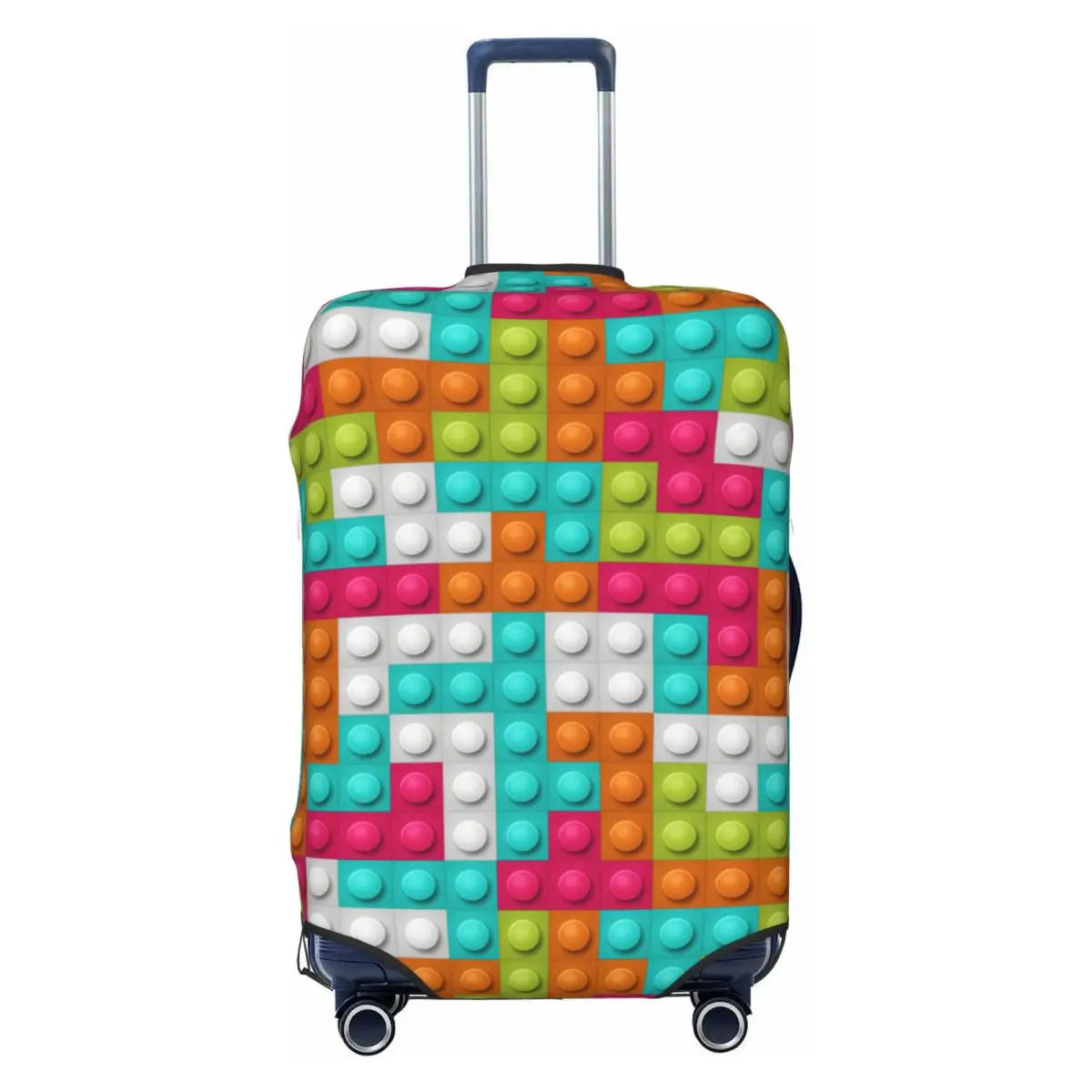 Custom Colorful Building Blocks Pattern Luggage Cover Protector Fashion Travel Suitcase Covers for 18-32 Inch