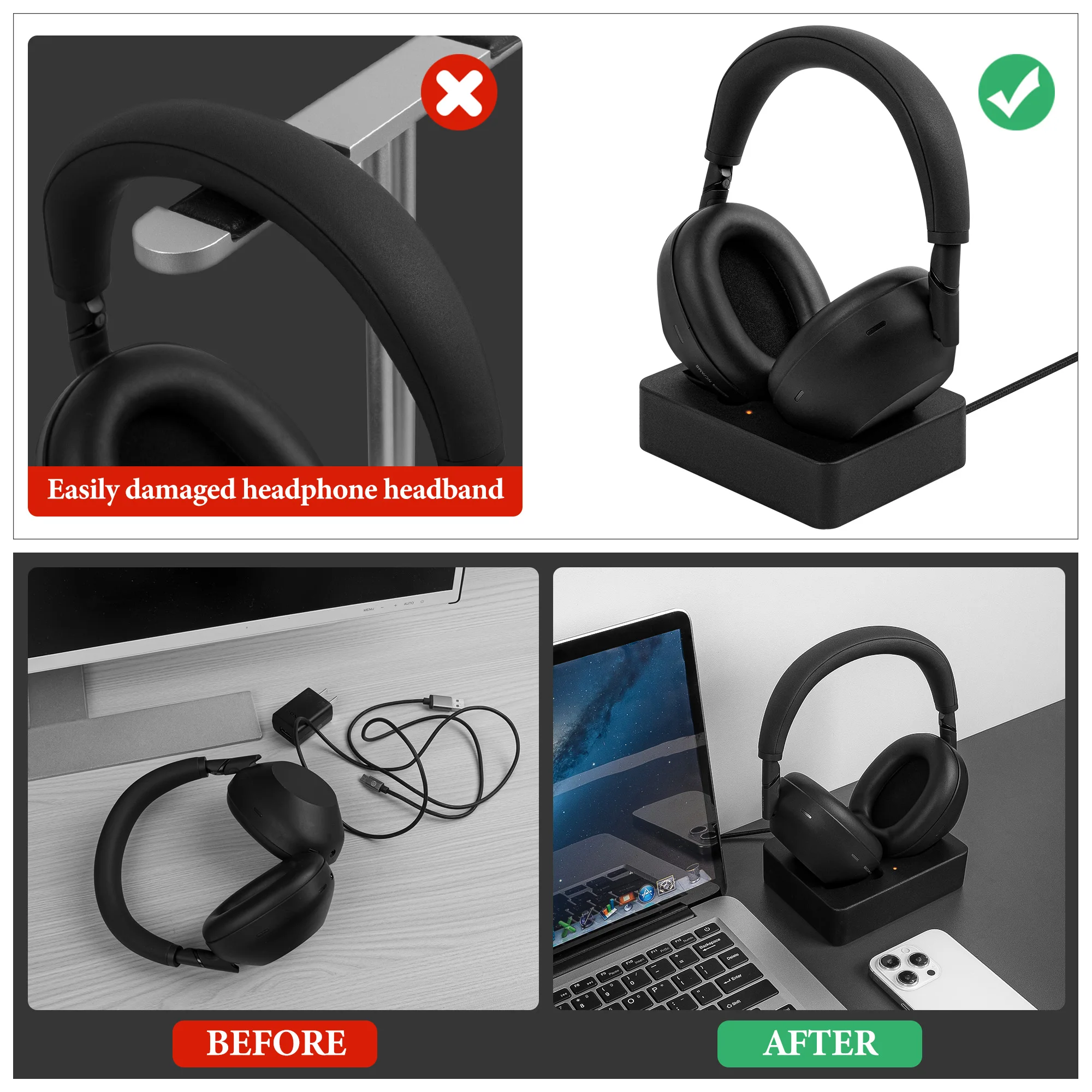 Geekria ヘッドフォン充電スタンド、Sony WH-1000XM6/1000XM5対応、3D