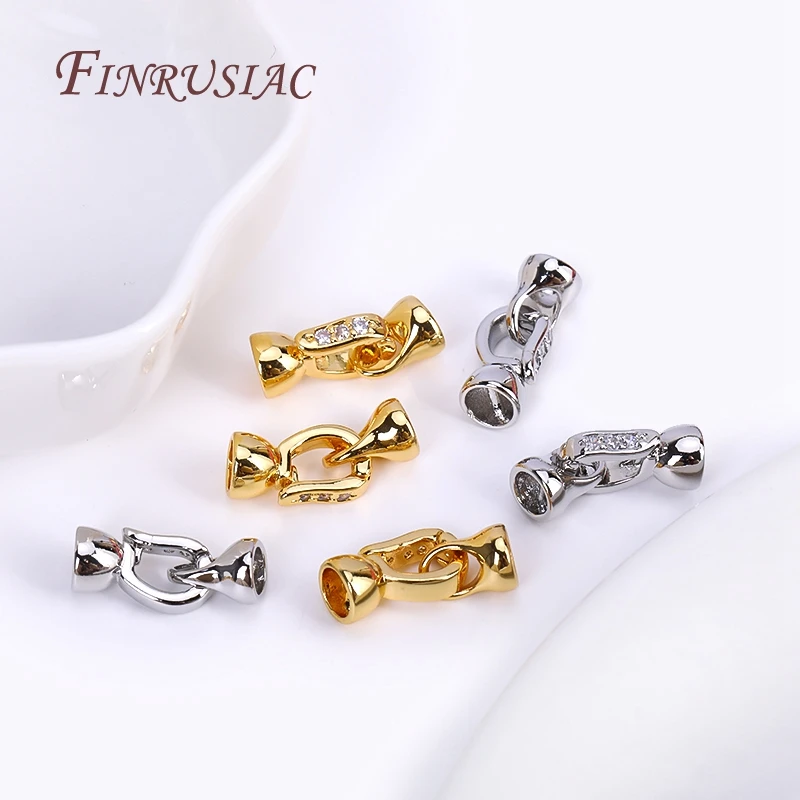 18K Gold Plated Inlaid Zircon Lock Clasps Closure Fasteners For Beading Jewelry Making,DIY Pearls Jewelry Fittings