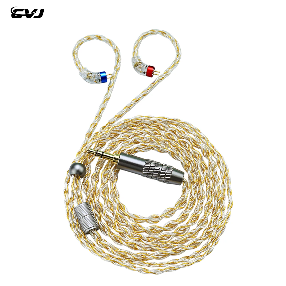 CVJ HBK08 4 Strand 300 Core Silver Plated Earphone Cable 3.5MM 4.4MM Plug Optional 0.78MM QDC HiFi Audio Cable For KZ FIIO TRN