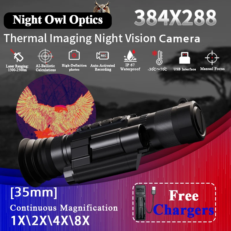 High Resolution 35mm Lens Uncooled Thermal Imaging Camera Hunting Night Vision Scope Factory