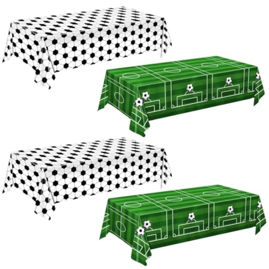 

4 Pieces Tablecloths - Birthday Party Decorations Table Cloth Tablecloth Plastic Table Cover for Sports Theme Party Decorations