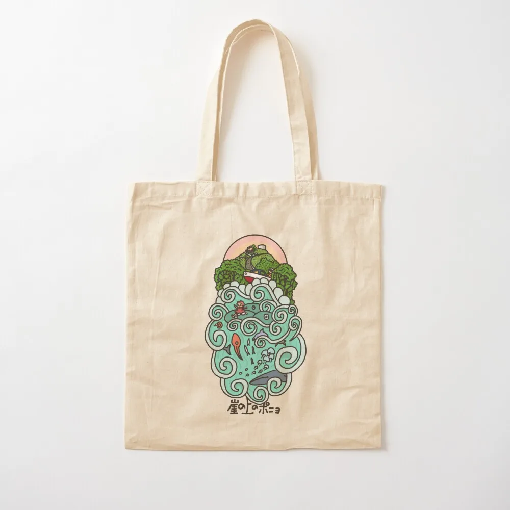 On The Cliff By The Sea Tote Bag supermarket folding bag Portable shopping bag the tote cute tote
