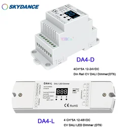 DT6 4 Channel CV DALI LED Dimmer 12V-24V 4CH,5A/CH DA4-D(Din Rail) DA4-L 4CH PMW dimming controller for single color Led strip