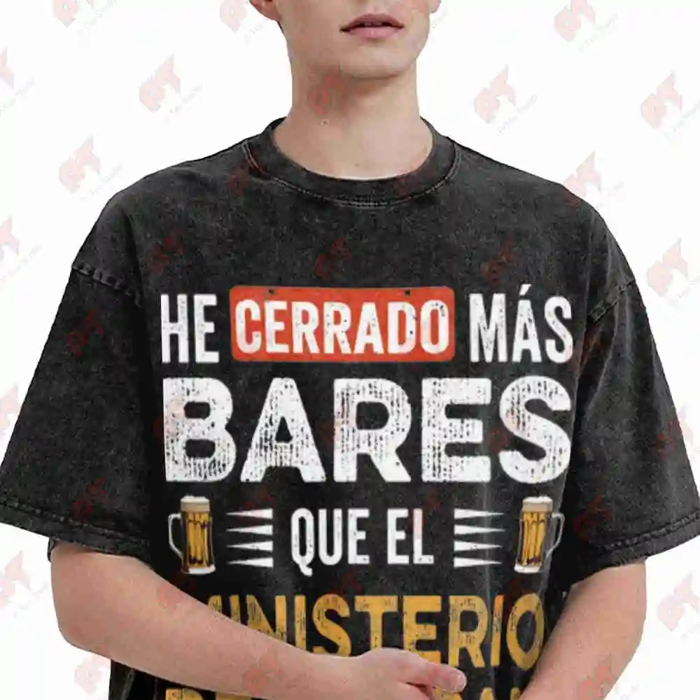 Spanish I Close Bars Beer Humor Vintage Washed Tee Pure Cotton T-Shirt