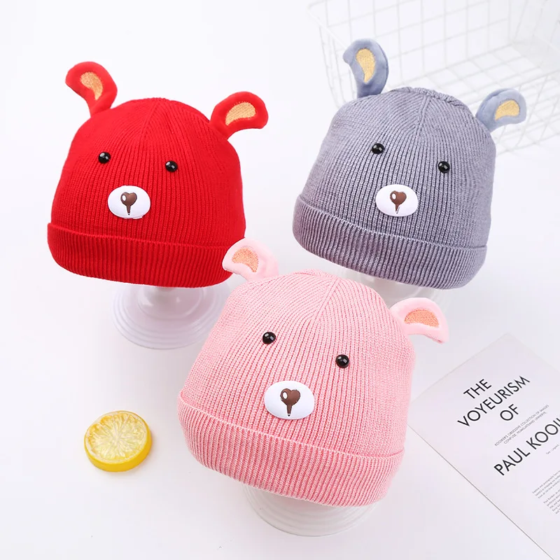 

Baby knitted hats autumn and winter hats baby hats girls hats autumn and winter woolen hats 0-3-6 months