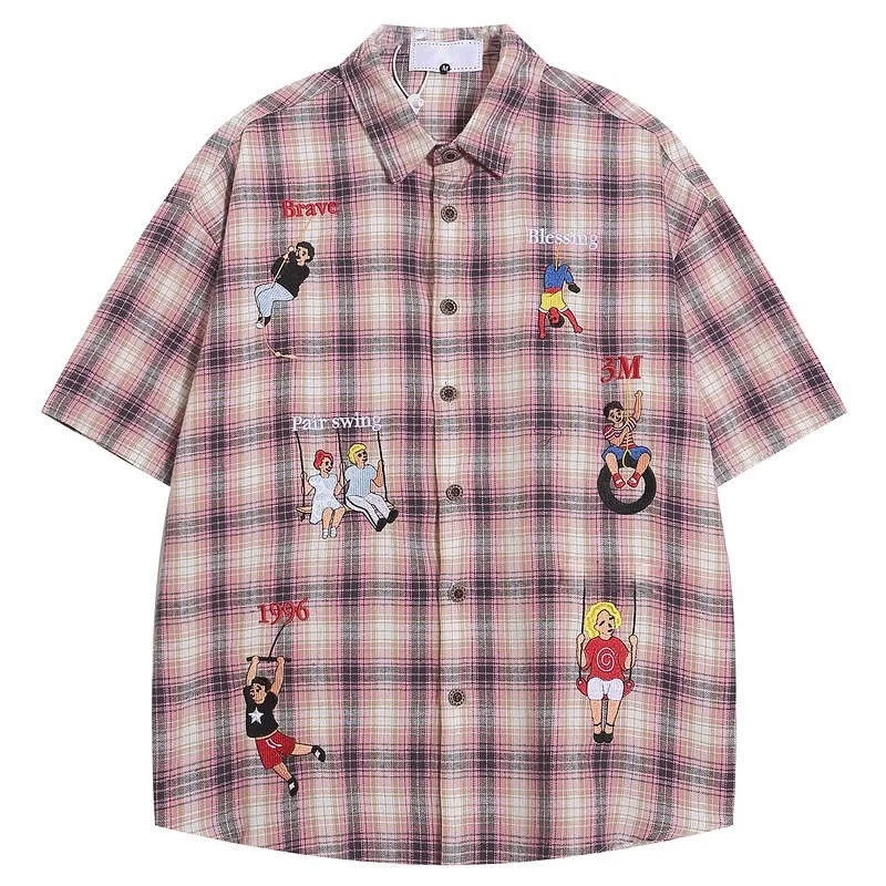 

New Loose Embroidered irt for Couples f Sved irt Summer Youth Faion Cotton ort Sve adual Color oulder Sve