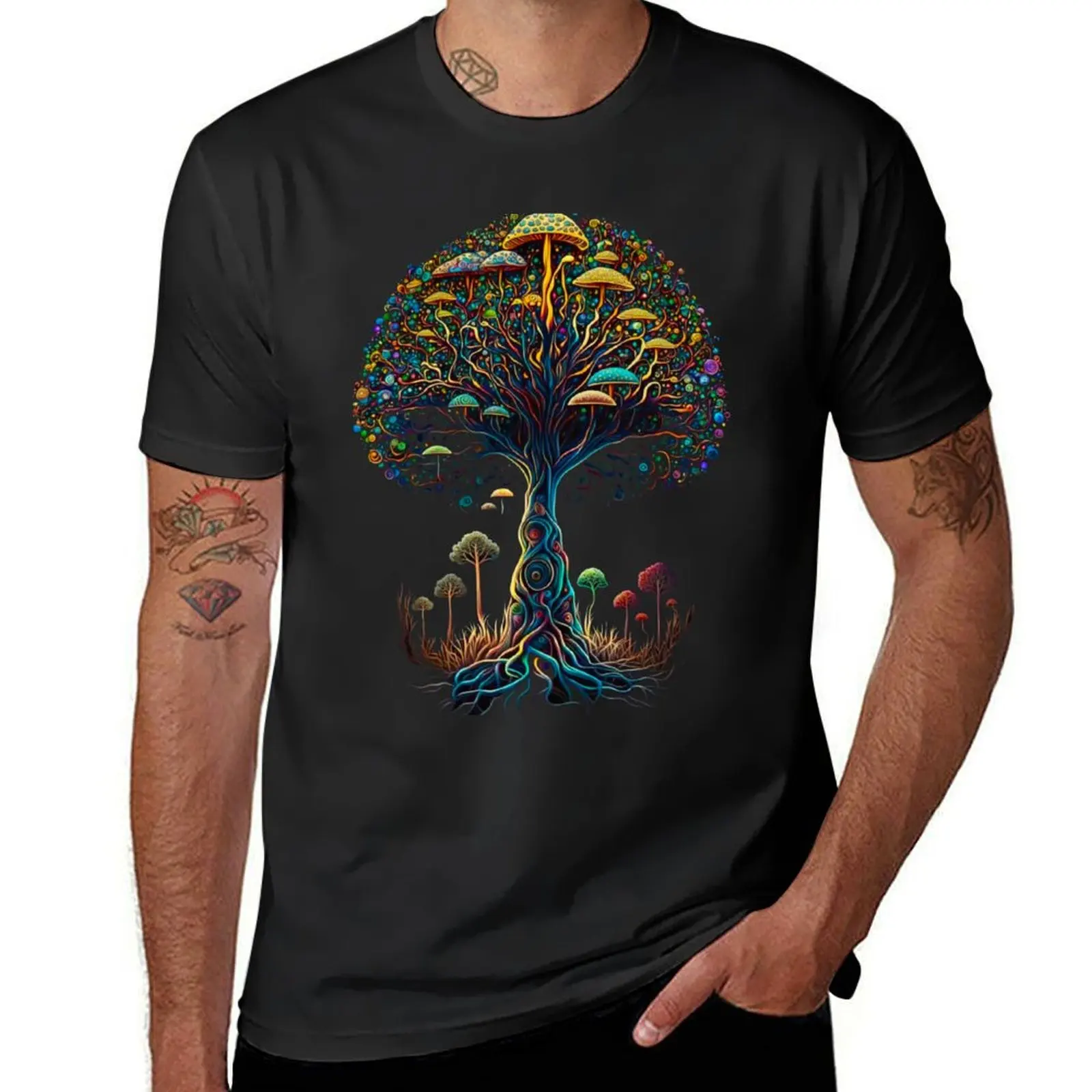 Mushroom Tree of Life T-Shirt summer top vintage sweat shirts, men