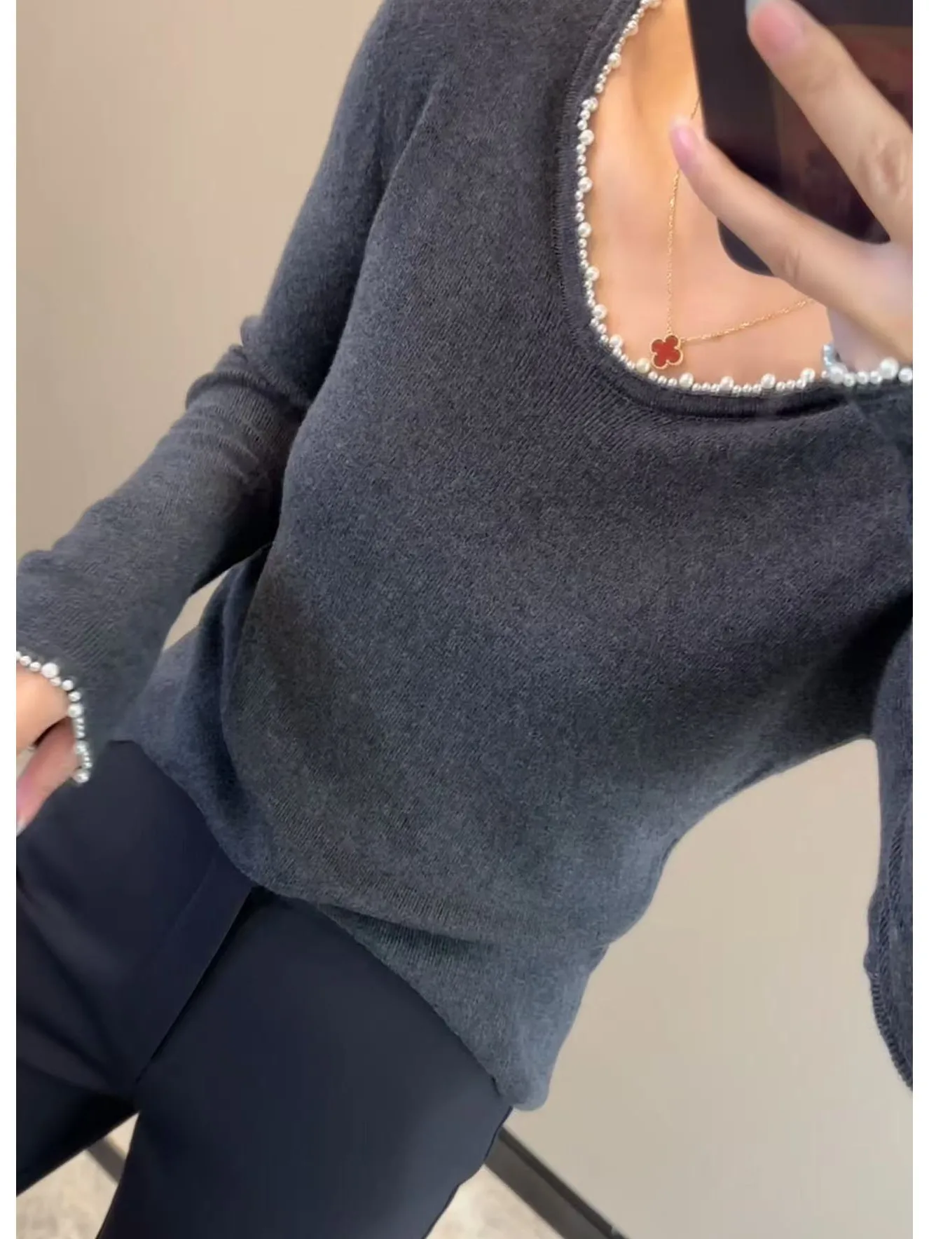 

Женский осенне-зимний вязаный облегающий комплект из топа и брюк с круглым вырезом, повседневный стильный костюм