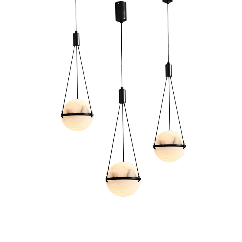 

Светодиодные испанские мраморные абажуры, шаровой подвесной светильник, подвесной светильник с алебастровым подвесным светильником для кухонного острова, прикроватный бар, декор, лампа 2026