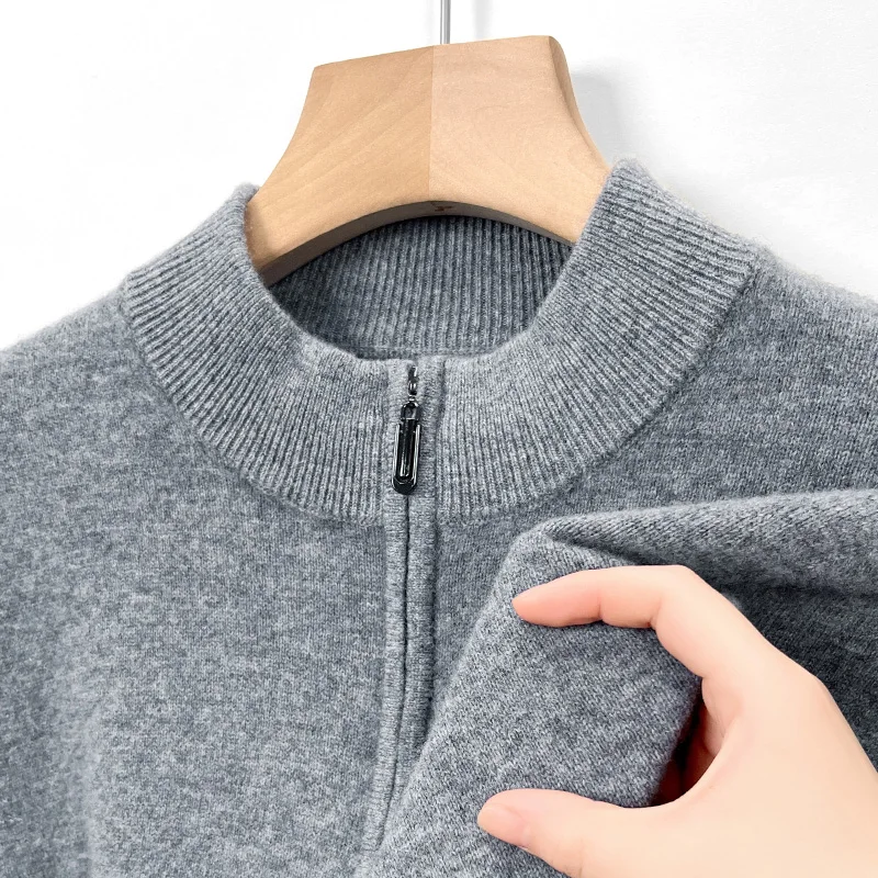 ฤดูใบไม้ร่วงฤดูหนาว 100% เสื้อขนสัตว์ผู้ชายธุรกิจสบายๆ SLIM FIT Pullover ถักเสื้อกันหนาวจัมเปอร์