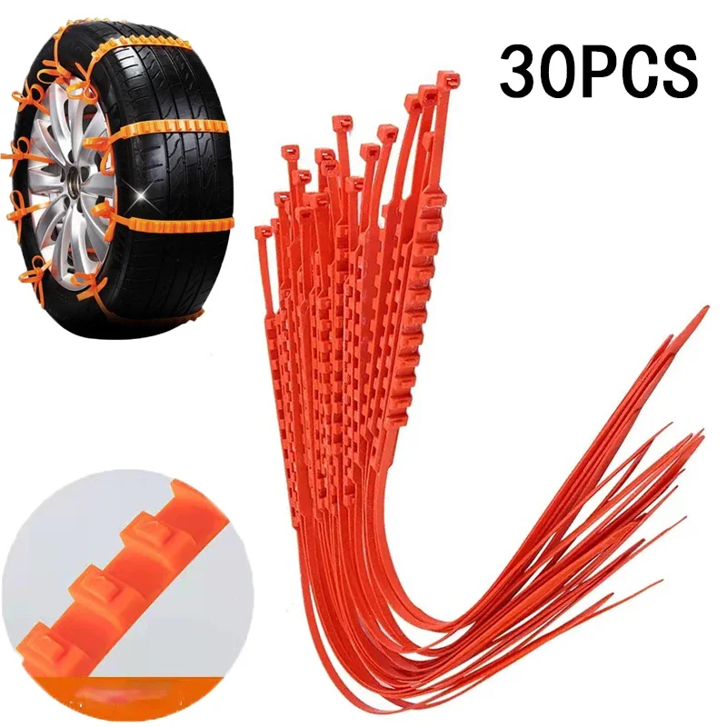 

30Pcs Anti Skid Snow Chains Car Winter Tire Wheels Chains Winter Outdoor Snow Tire Emergency Anti-Skid Auto Wheels Accessories