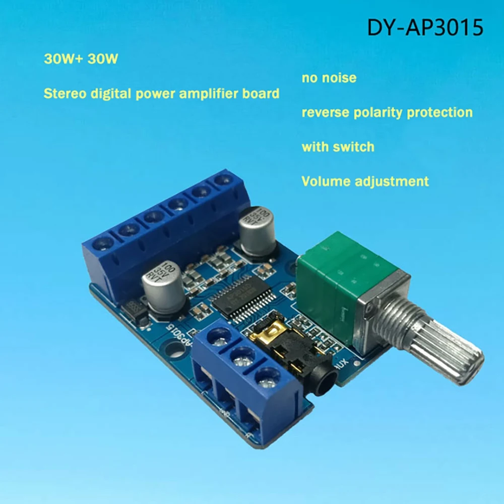 DY-AP3015 Stereo Digital Power Amplifier Board 12V/24V 30W X2 High Power Dual Channel Class D DIY Power Amplifier Module