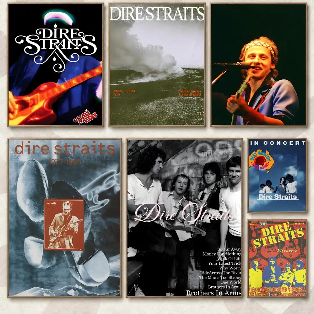Dire Straits Classic Rock Band Album Guitar Music Style Poster Aesthetic Art Print for Bedroom & Living Room Decor, Unframed