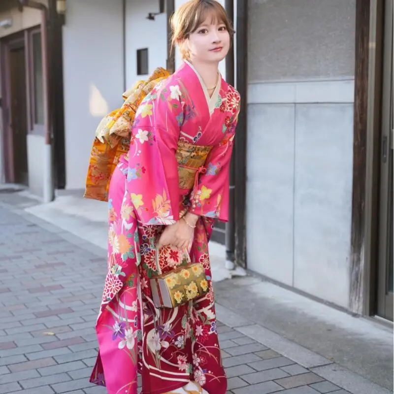 

Японское традиционное вибрирующее кимоно для Бар-мицвы и ежегодных встреч, формальная одежда, несминаемое, не требует глажки, длина 160 см