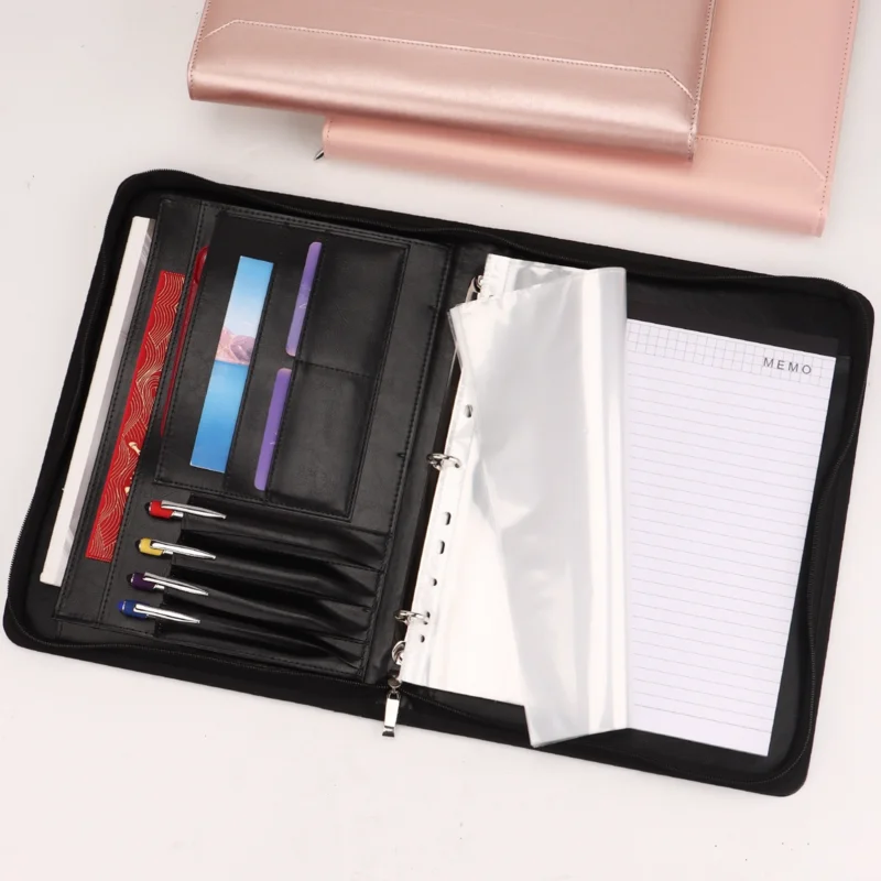 

Черная кожаная папка-портфель формата А4 на молнии для органайзера документов, держатель для файлов, портфель, офисные принадлежности