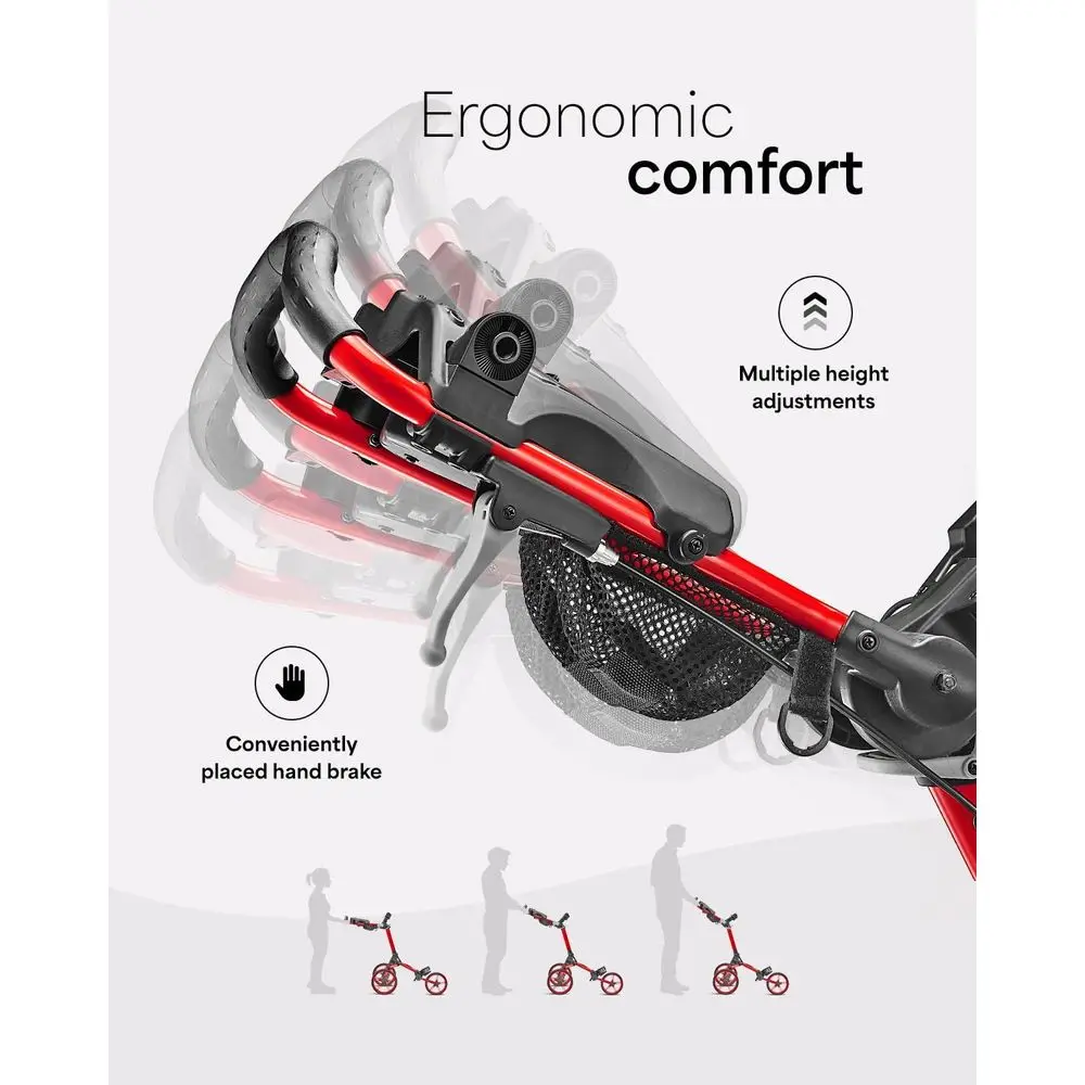 Compact 3-Wheel Foldable Golf Bag Cart - Lightweight Aluminum, EVA Wheels, Adjustable Handle, Brake, Mesh Net, Umbrella & Drink