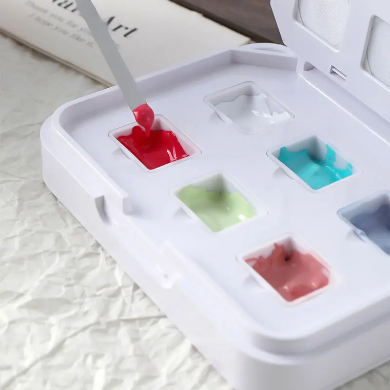 6 Grid Portable Nail Gel Paint Pigment Subpackaging Box for Nail Art Blush Cream Empty Refillable Makeup Container with Lid