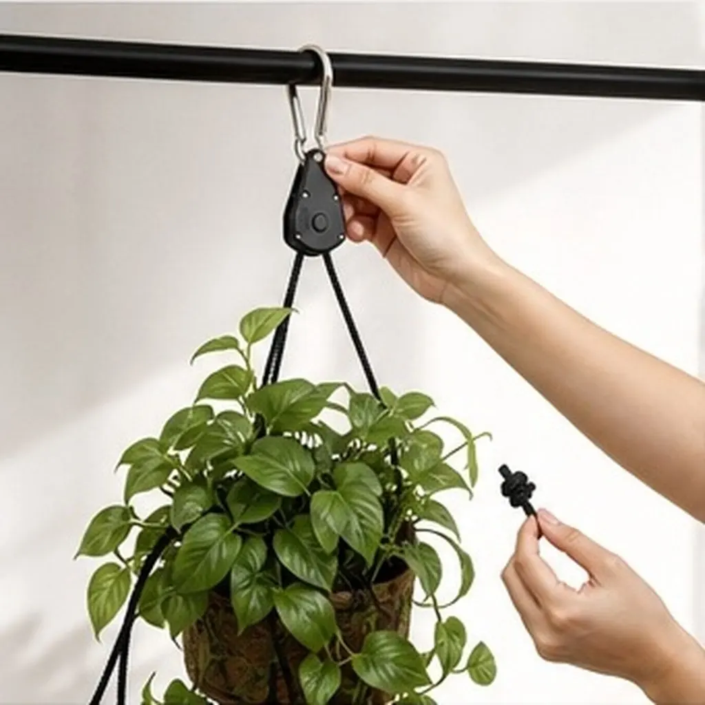 2Pcs Plant Light Hangers Heavy Duty Adjustable for Grow Lamp Hanging Pulley Lifting Hook Garden Accessories
