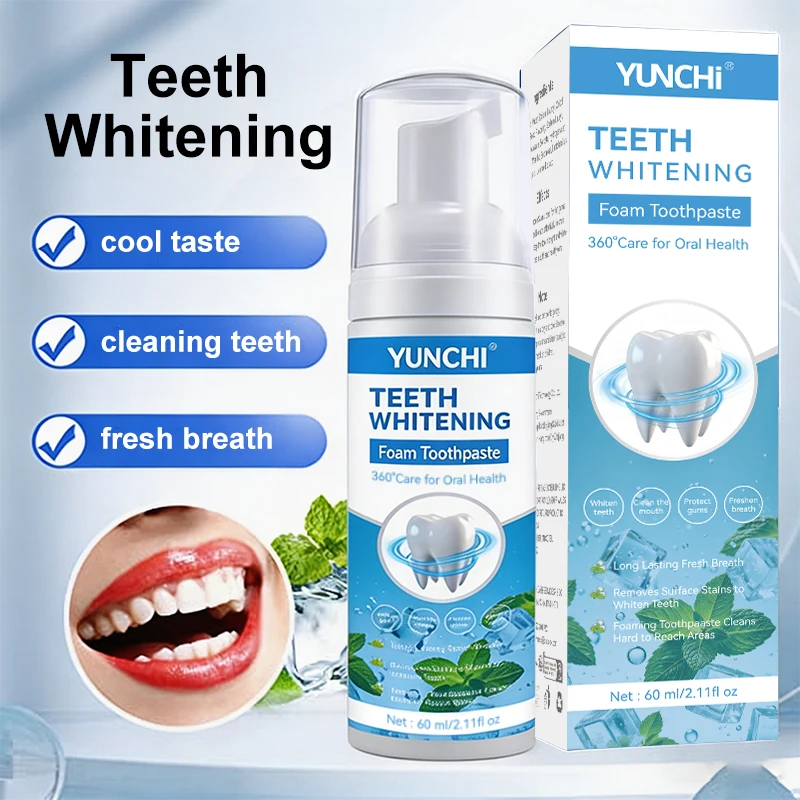 YUNCHI Custom Oral Cleaning Mousse Teeth Whitening Foam Portable Fresh Breath Stain Remover Daily Oral Care Cleanser