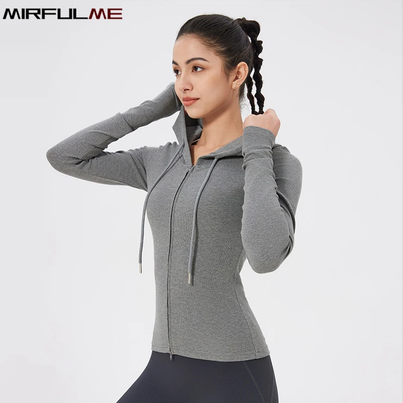 

Women Yoga Jackets Double-Zipper Sport Hoodies Slim Workout Jacket Long Sleeves Running Sweatshirts Gym Fitness Tops Coat Femme