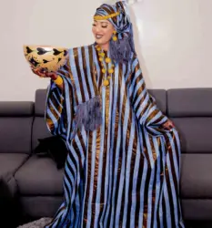 Robe longue boubou imprimée avec écharpe, tenue de soirée, 2024