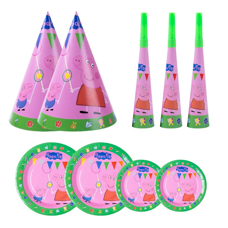 Peppa Pig Birthday Party Supplies Peppa George Cartoon Anime Theme Decoration Props Birthday Dress Suit Party Supplies Gifts