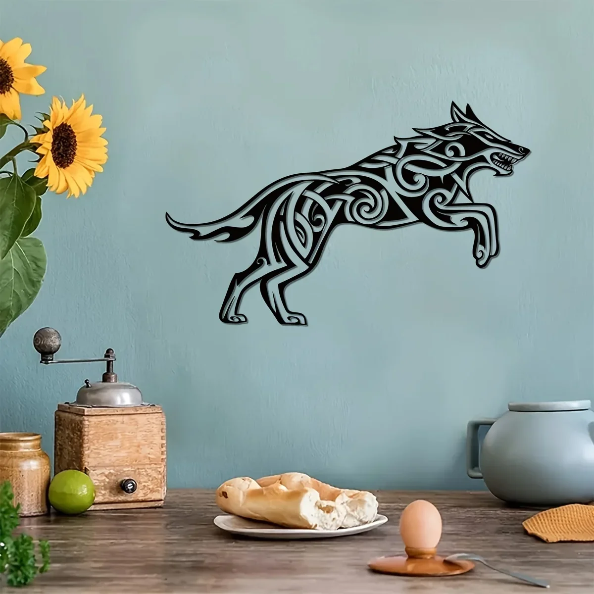 Metal Viking Wolf home Decor, Viking Wall Art, Fenrir Decoration, Wall Hanging, Celtic Decor, Gift for Loves Viking