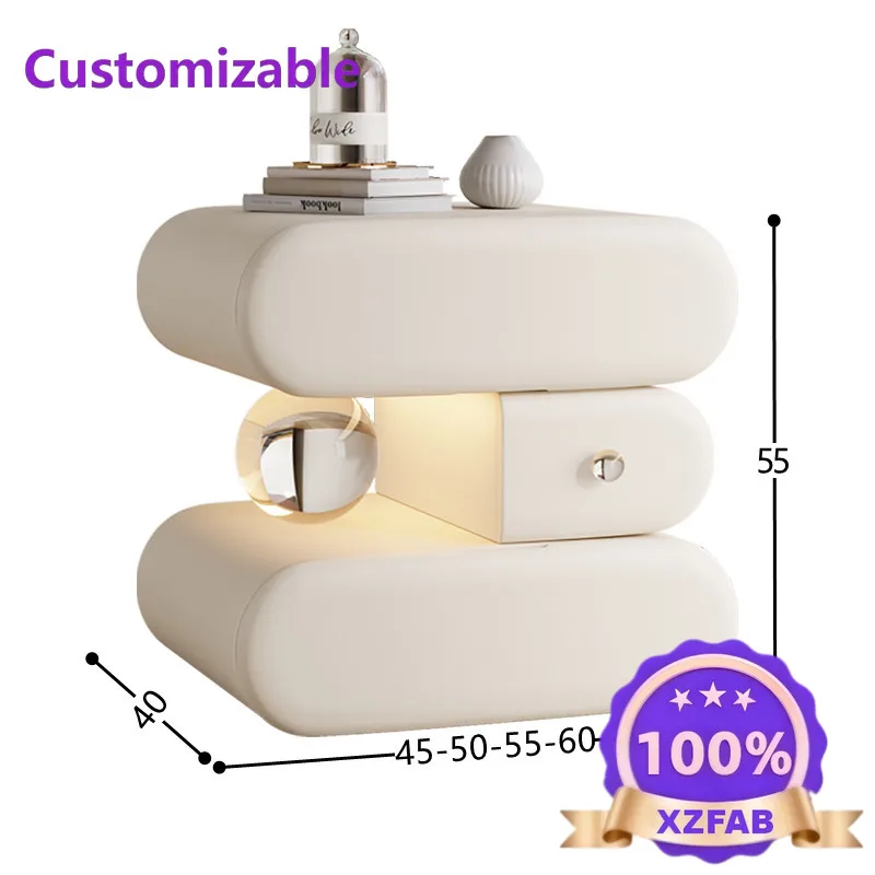 Factory Direct 2026 Creative light luxury high-end cream wind solid wood bedside table household bedroom 2026 explosion simple m