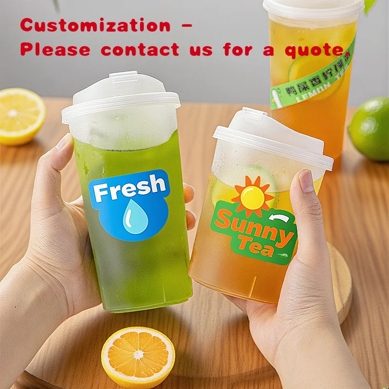 custom.LOKYO Frosted PP 500ml 700ml Straight Milk Tea Lenmon Tea Cup Reusable Disposable Plastic Cups Custom