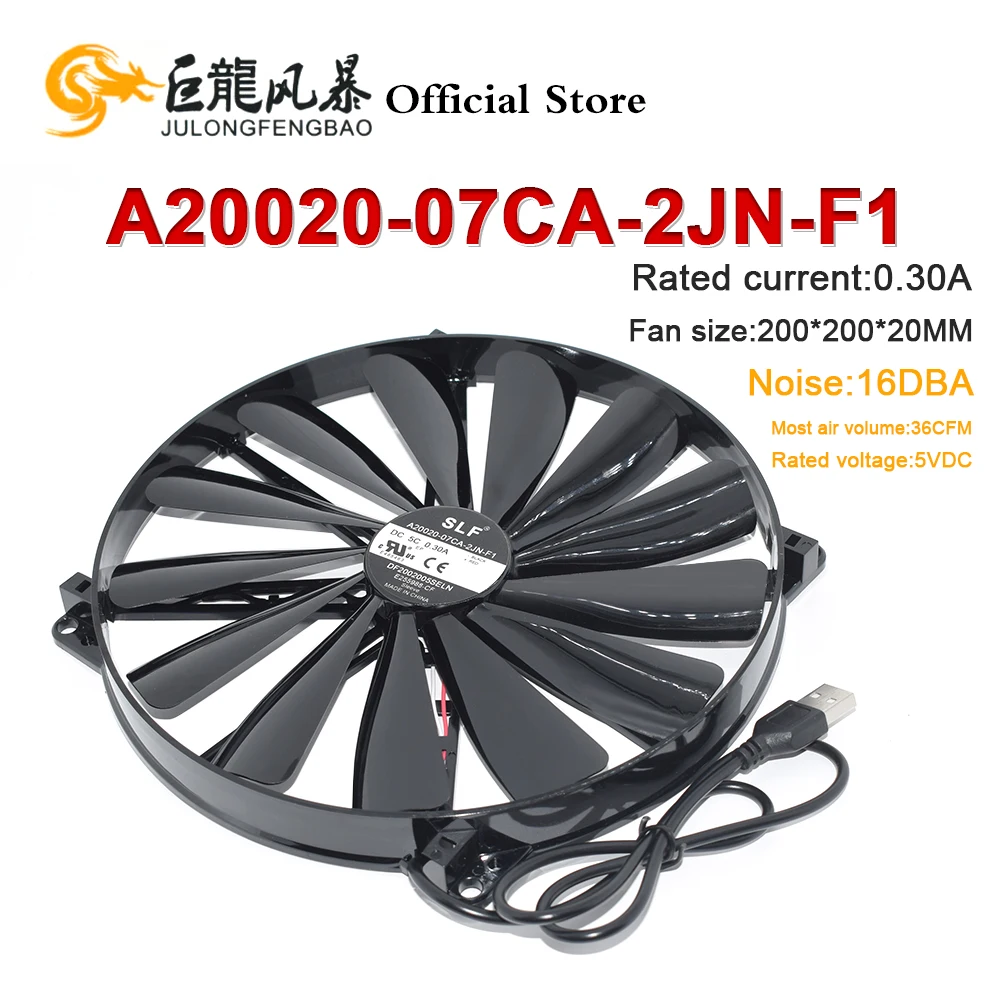 Nowy DC5V 0,30A 20cm 200*200*20MM dla Master A20020-07CA-2JN-F1 DF 2002005 Wentylator chłodzący podstawkę do notebooka SELN USB