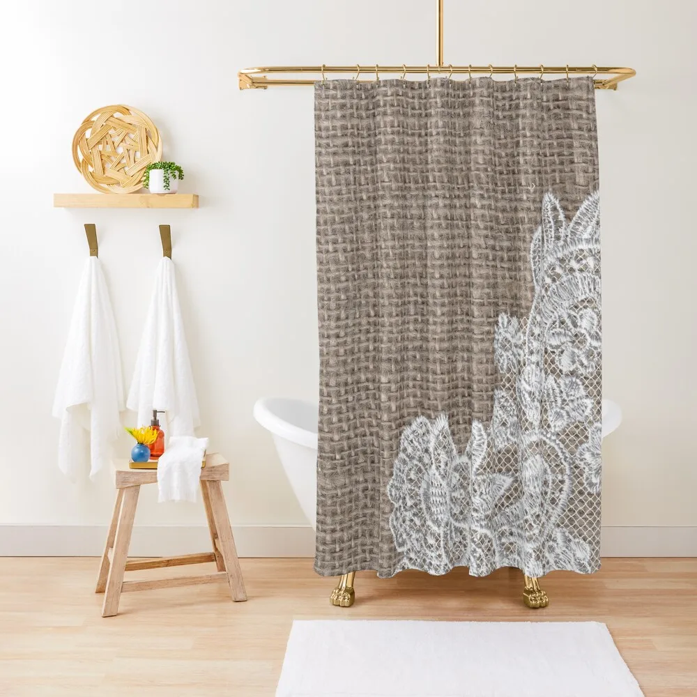 

Burlap Lace Shower Curtain Shower Set For The Bathroom Shower Bath For Bathroom Curtain
